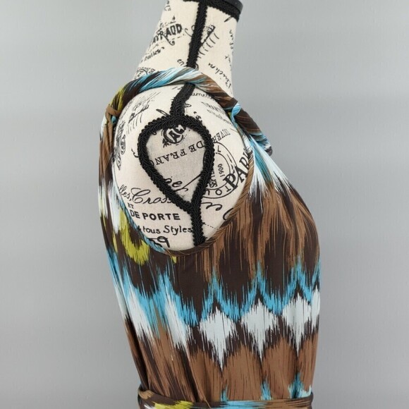 Banana Republic Silk Dress Womens Small Grace Ikat Print Brown Sleeveless Tunic - Picture 7 of 16